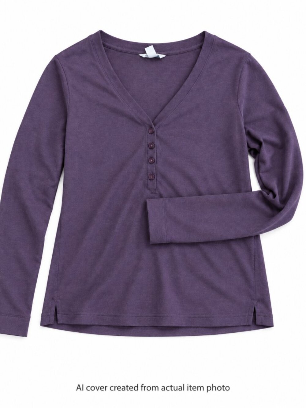 Athleta Plum Waffle Knit Henley Thumbhole Top XL